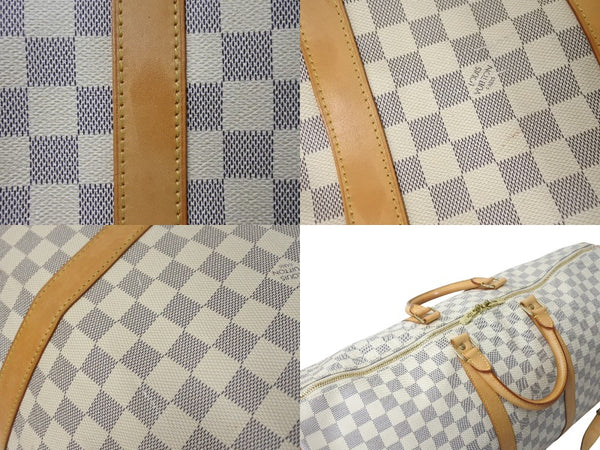LOUIS VUITTON Boston Bag N41429 Keepall Bandouliere 55 Beige Damier Azur Good Condition Used 4c076506
