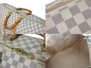 LOUIS VUITTON Boston Bag N41429 Keepall Bandouliere 55 Beige Damier Azur Good Condition Used 4c076506