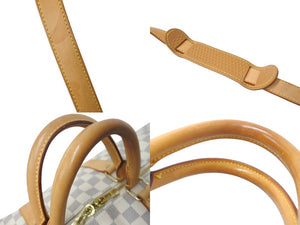 LOUIS VUITTON Boston Bag N41429 Keepall Bandouliere 55 Beige Damier Azur Good Condition Used 4c076506