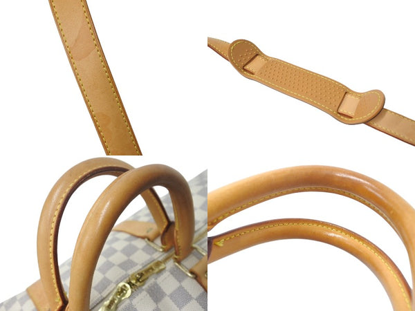 LOUIS VUITTON Boston Bag N41429 Keepall Bandouliere 55 Beige Damier Azur Good Condition Used 4c076506