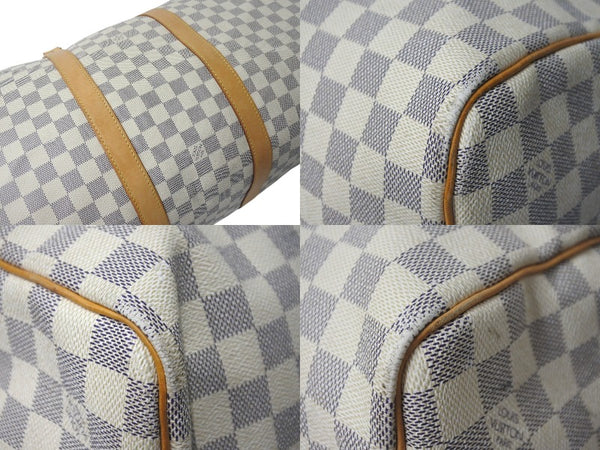 LOUIS VUITTON Boston Bag N41429 Keepall Bandouliere 55 Beige Damier Azur Good Condition Used 4c076506