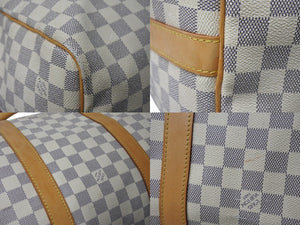 LOUIS VUITTON Boston Bag N41429 Keepall Bandouliere 55 Beige Damier Azur Good Condition Used 4c076506