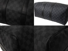画像をギャラリービューアに読み込む, LOUISVUITTON ルイヴィトン キーポルバンドリエール45 ボストンバッグ N41418 ダミエグラフィット ブラック 美品 中古 4c076503