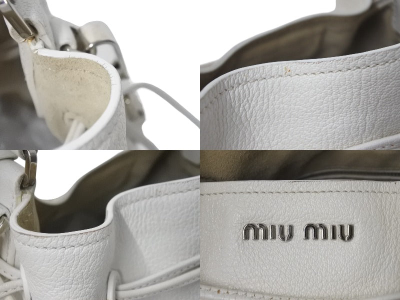 MIUMIU ミュウミュウ マドラス ハンドバッグ ショルダーバッグ R1129C バイカラー ホワイト シルバー レザー シルバー金具 中古 4c076630