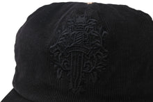 画像をギャラリービューアに読み込む, CHROME HEARTS クロムハーツ ヴァインダガー刺繍 クロスボール付き コーデュロイ トラッカー キャップ ブラック 美品 中古 4c076689