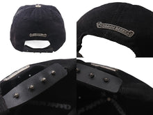 画像をギャラリービューアに読み込む, CHROME HEARTS クロムハーツ ヴァインダガー刺繍 クロスボール付き コーデュロイ トラッカー キャップ ブラック 美品 中古 4c076689