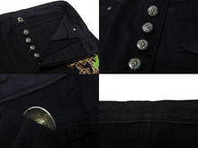 画像をギャラリービューアに読み込む, 極美品 CHROME HEARTS クロムハーツ JEAN STRTLG FBRC デニムクロスパッチ ストレートデニムパンツ ブラック レオパード サイズ34 中古 4c076690