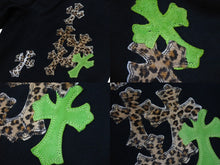 画像をギャラリービューアに読み込む, 極美品 CHROME HEARTS クロムハーツ JEAN STRTLG FBRC デニムクロスパッチ ストレートデニムパンツ ブラック レオパード サイズ34 中古 4c076690