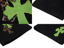 画像をギャラリービューアに読み込む, 極美品 CHROME HEARTS クロムハーツ JEAN STRTLG FBRC デニムクロスパッチ ストレートデニムパンツ ブラック レオパード サイズ34 中古 4c076690