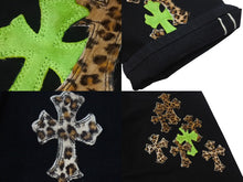 画像をギャラリービューアに読み込む, 極美品 CHROME HEARTS クロムハーツ JEAN STRTLG FBRC デニムクロスパッチ ストレートデニムパンツ ブラック レオパード サイズ34 中古 4c076690