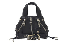 画像をギャラリービューアに読み込む, 新品未使用 CHROME HEARTS クロムハーツ JJ DEAN MINI JJディーン ミニ ハンドバッグ ライダース ブラック レザー シルバ−925 中古 4c076709