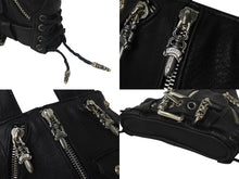 画像をギャラリービューアに読み込む, 新品未使用 CHROME HEARTS クロムハーツ JJ DEAN MINI JJディーン ミニ ハンドバッグ ライダース ブラック レザー シルバ−925 中古 4c076709