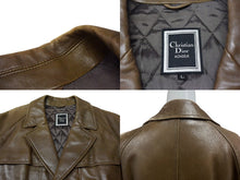 Load image into Gallery viewer, Christian Dior クリスチャンディオール Leather Coat Khaki Brown コート カーキブラウン系 レザー サイズL 美品 中古 4c076712
