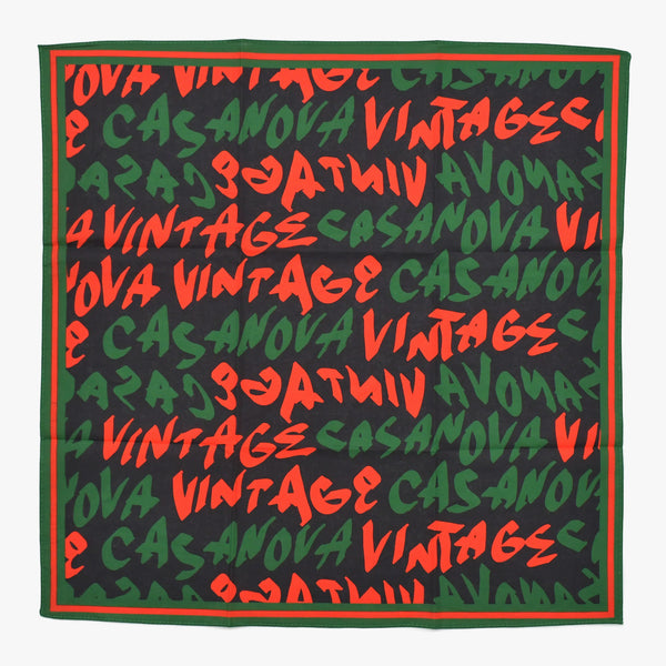 New and unused CASANOVA VINTAGE Casanova Vintage Graffiti Bandana Black Green Red Used 4a007690
