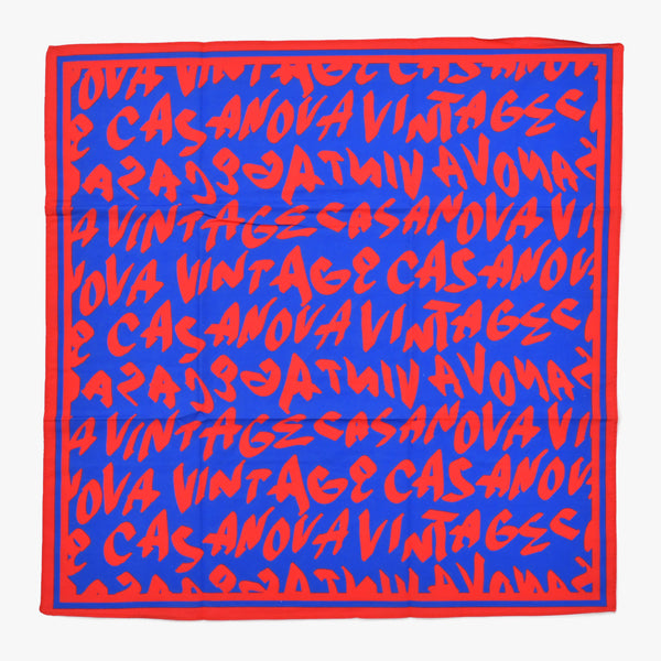 New and unused CASANOVA VINTAGE Casanova Vintage Graffiti Bandana Blue Red Used 4a007735