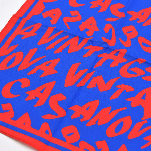 New and unused CASANOVA VINTAGE Casanova Vintage Graffiti Bandana Blue Red Used 4a007735
