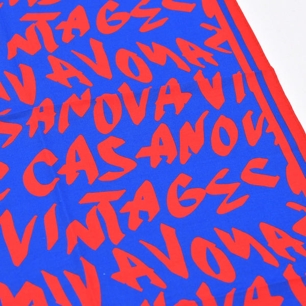 New and unused CASANOVA VINTAGE Casanova Vintage Graffiti Bandana Blue Red Used 4a007735