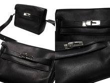 画像をギャラリービューアに読み込む, HERMES エルメス ショルダーバッグ ケリーメッセンジャーバッグ エバーグレイン ブラック シルバー金具 W刻印 美品 中古 4b007805