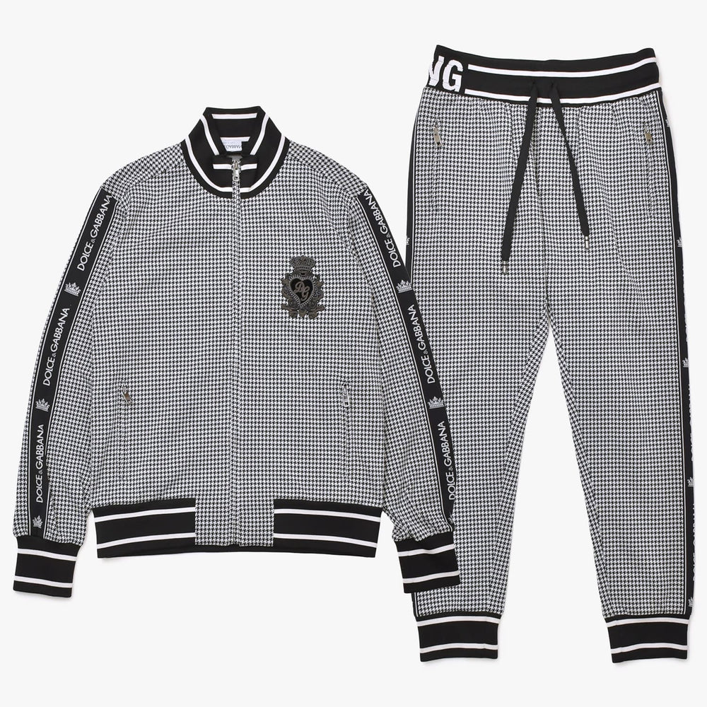 Very Good Condition DOLCE & GABBANA Dolce & Gabbana Houndstooth Pattern Setup Sweat Jersey G7TUH Black White Size 48 Used 4a007813