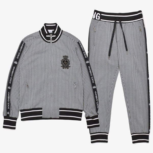 Very Good Condition DOLCE & GABBANA Dolce & Gabbana Houndstooth Pattern Setup Sweat Jersey G7TUH Black White Size 48 Used 4a007813