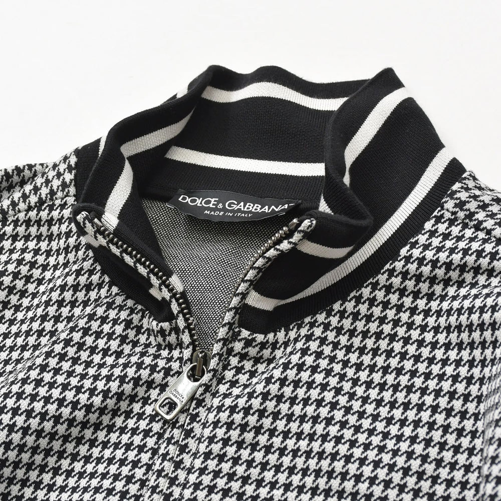 極美品 DOLCE＆GABBANA ドルチェアンドガッバーナ 千鳥柄 セットアップ スウェット ジャージ G7TUH ブラック ホワイト サイズ48 中古 4a007813