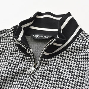 Very Good Condition DOLCE & GABBANA Dolce & Gabbana Houndstooth Pattern Setup Sweat Jersey G7TUH Black White Size 48 Used 4a007813