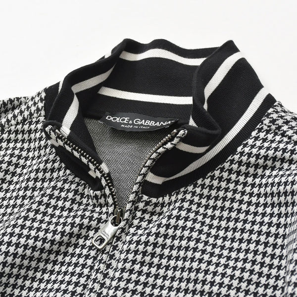 Very Good Condition DOLCE & GABBANA Dolce & Gabbana Houndstooth Pattern Setup Sweat Jersey G7TUH Black White Size 48 Used 4a007813