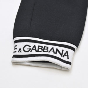 極美品 DOLCE&GABBANA ドルチェアンドガッバーナ ロゴジャガードテープセットアップ パーカー フーディ スウェットパンツ ブラック ホワイト 中古 4a007830