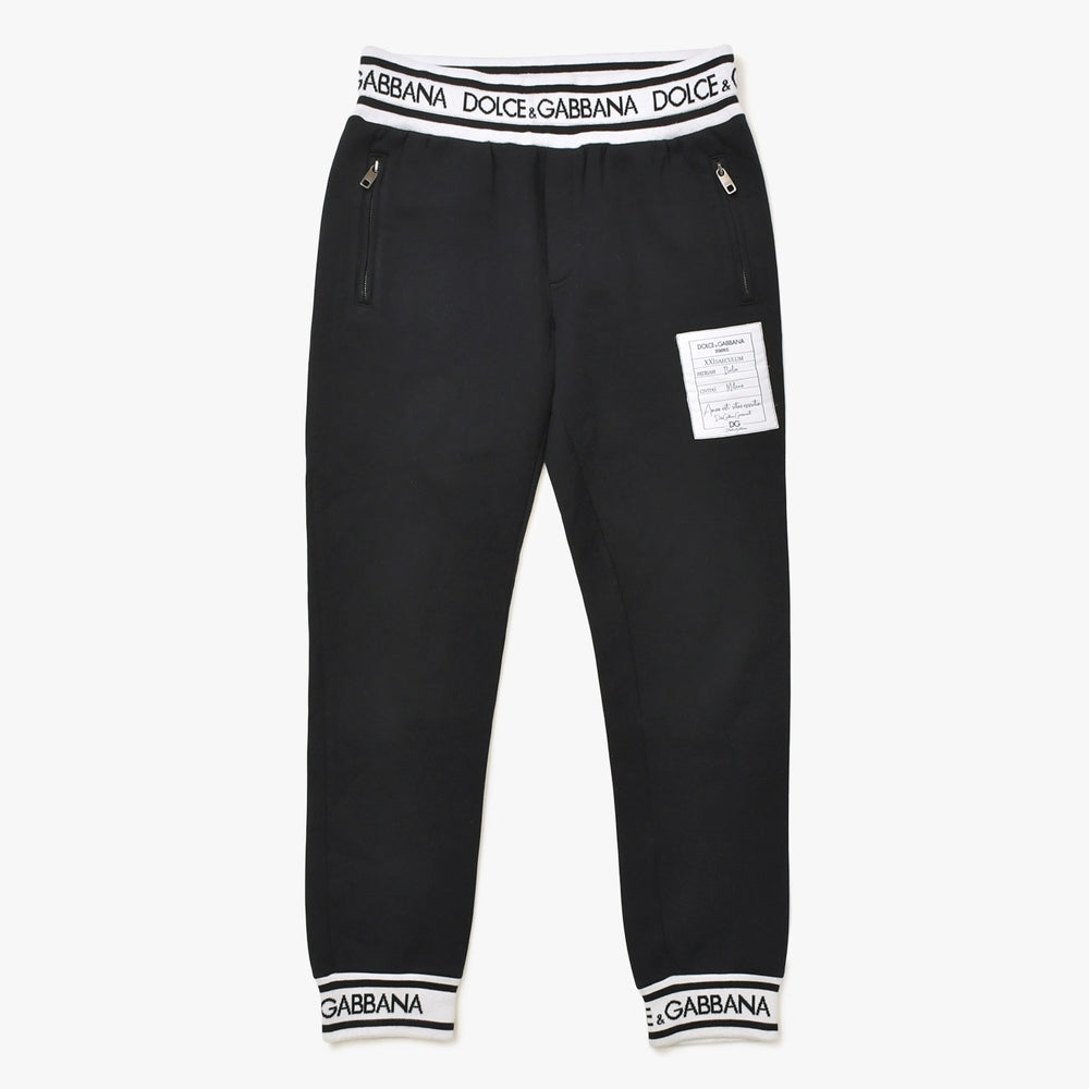 Extremely beautiful item DOLCE&GABBANA Dolce &amp; Gabbana Logo Jacquard Tape Set-up Hoodie Sweatpants Black White Used 4a007830