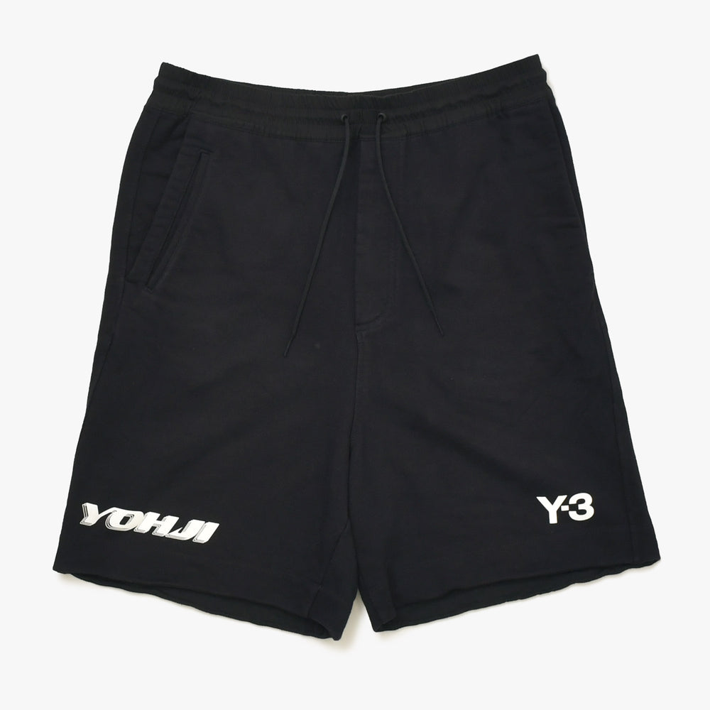 Very Good Condition Y-3 Weissly Logo Shorts 0DY001 Made in Pakistan Cotton Nylon Polyurethane Black Size M Used 4a007831