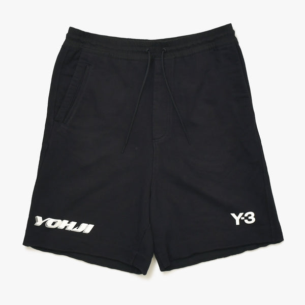 極美品 Y-3 ワイスリー ロゴ ショートパンツ 0DY001 パキスタン製 コットン ナイロン ポリウレタン ブラック サイズM 中古 4a007831