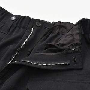 新品同様 YOHJI YAMAMOTO +NOIR ヨウジヤマモト プリュス ノアール ワイドカーゴパンツ NY-P13-100 サイズ1 ブラック 日本製 中古 4a007832