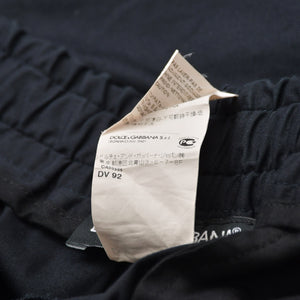 極美品 DOLCE&GABBANA ドルチェアンドガッバーナ ドローストリングジップポケット付きイージーパンツ B06665 H 48サイズ ブラック ブラックメタル金具 中古 4a007841