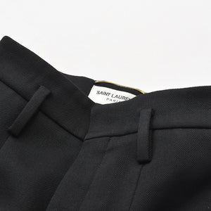 極美品 SAINT LAURENT サンローラン ハイウエスト ウールギャバジン スラックス 698286 ブラック ウール テーラードパンツ 中古 4a007892