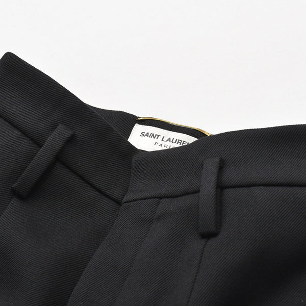 極美品 SAINT LAURENT サンローラン ハイウエスト ウールギャバジン スラックス 698286 ブラック ウール テーラードパンツ 中古 4a007892