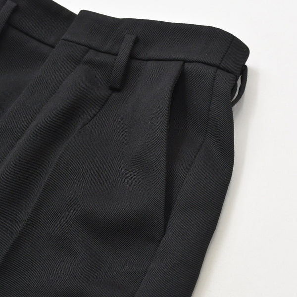 極美品 SAINT LAURENT サンローラン ハイウエスト ウールギャバジン スラックス 698286 ブラック ウール テーラードパンツ 中古 4a007892