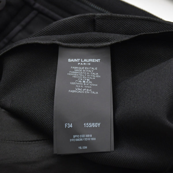 極美品 SAINT LAURENT サンローラン ハイウエスト ウールギャバジン スラックス 698286 ブラック ウール テーラードパンツ 中古 4a007892