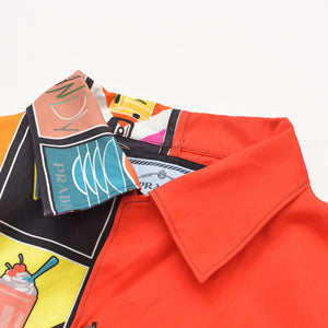 Like new product PRADA 19FW Poplin Bowling Shirt Short Sleeve Shirt Purple Red Multicolor Used 4a007916