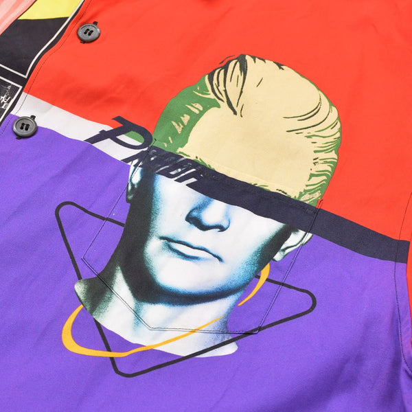 Like new product PRADA 19FW Poplin Bowling Shirt Short Sleeve Shirt Purple Red Multicolor Used 4a007916
