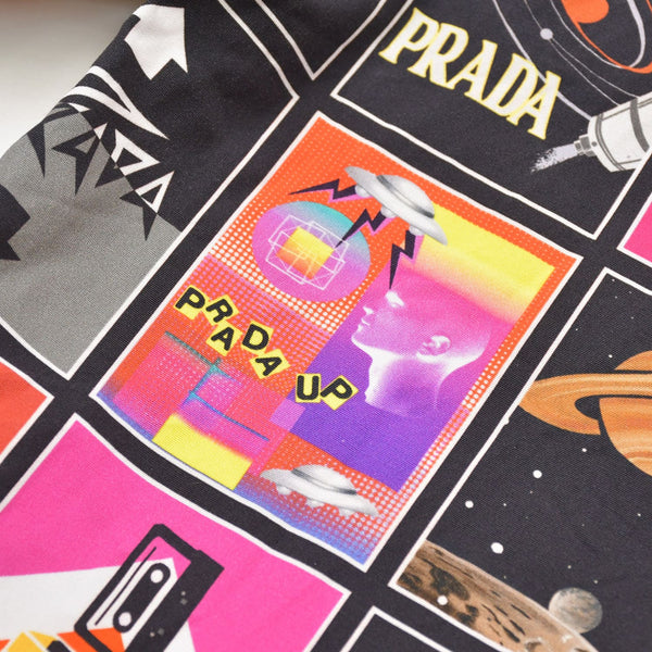 Like new product PRADA 19FW Poplin Bowling Shirt Short Sleeve Shirt Purple Red Multicolor Used 4a007916