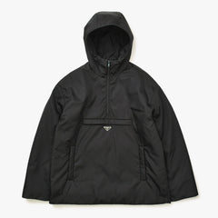 Like new PRADA Re-Nylon Anorak Parka SGC560 Triangle Plate Black M Size Black Metal Hardware Half Zip Used 4a007935
