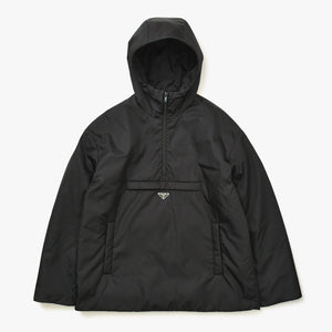 Like new PRADA Re-Nylon Anorak Parka SGC560 Triangle Plate Black M Size Black Metal Hardware Half Zip Used 4a007935
