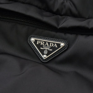 Like new PRADA Re-Nylon Anorak Parka SGC560 Triangle Plate Black M Size Black Metal Hardware Half Zip Used 4a007935