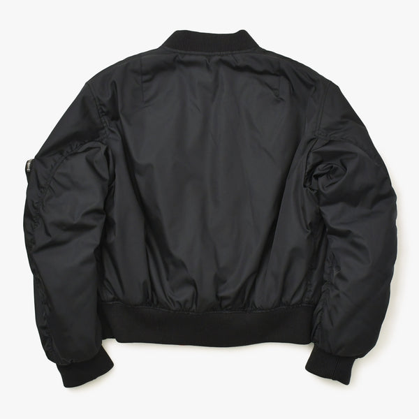 極美品 PRADA プラダ Re-Nylon ボンバージャケット MA-1 SGB903 XSサイズ ブラック オレンジ トライアングルロゴプレート ミニポーチ ラフシモンズ 中古 4a007936