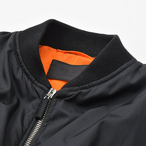 極美品 PRADA プラダ Re-Nylon ボンバージャケット MA-1 SGB903 XSサイズ ブラック オレンジ トライアングルロゴプレート ミニポーチ ラフシモンズ 中古 4a007936