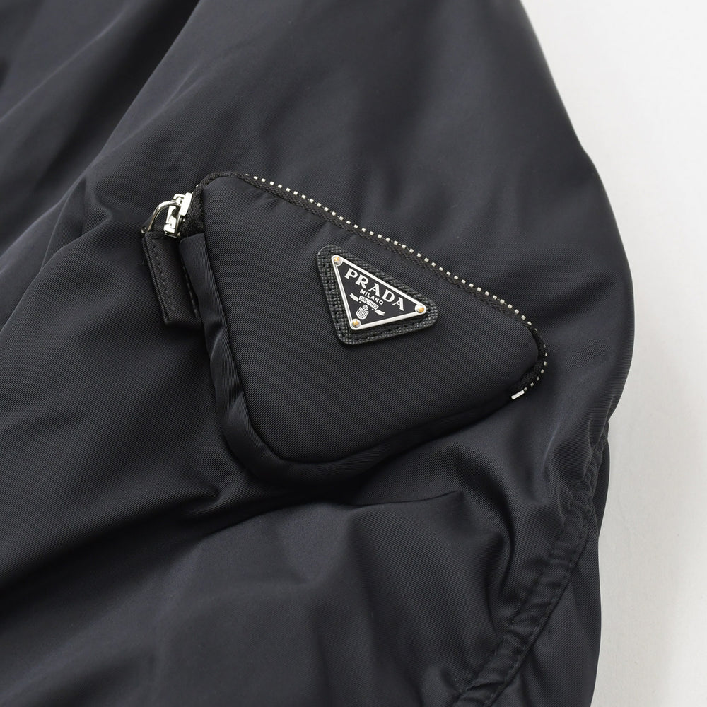 Very Good Condition PRADA Re-Nylon Bomber Jacket MA-1 SGB903 XS Size Black Orange Triangle Logo Plate Mini Pouch Raf Simons Used 4a007936
