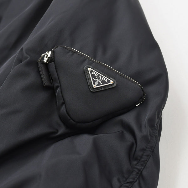 極美品 PRADA プラダ Re-Nylon ボンバージャケット MA-1 SGB903 XSサイズ ブラック オレンジ トライアングルロゴプレート ミニポーチ ラフシモンズ 中古 4a007936