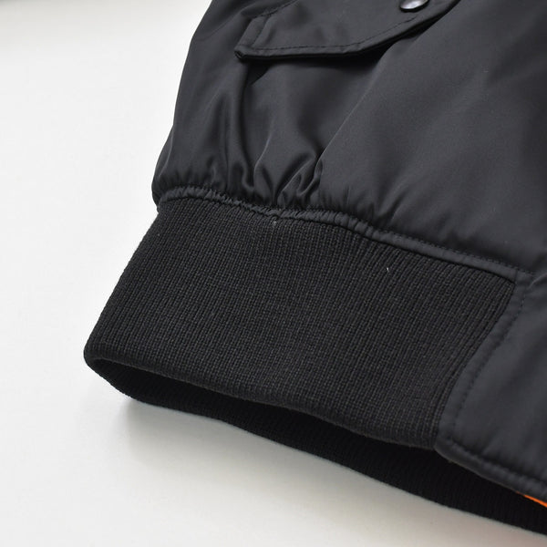 極美品 PRADA プラダ Re-Nylon ボンバージャケット MA-1 SGB903 XSサイズ ブラック オレンジ トライアングルロゴプレート ミニポーチ ラフシモンズ 中古 4a007936