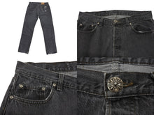 画像をギャラリービューアに読み込む, 新品同様 CHROME HEARTS クロムハーツ LEVI'S 501 デニムパンツ クロスボールボタン ブラック サイズ34 中古 4b008053