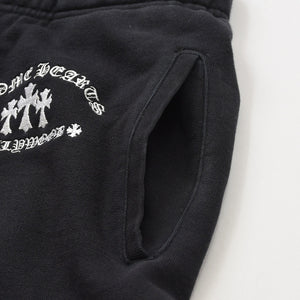 極美品 CHROME HEARTS クロムハーツ SAILIN Y NOT SWEAT PANTS トリプルクロス セメタリークロス スクロールラベル Mサイズ ブラック 中古 4a008133